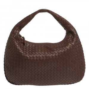Pre Owned Bottega Veneta Brown Intrecciato Nappa Leather Veneta Hobo
