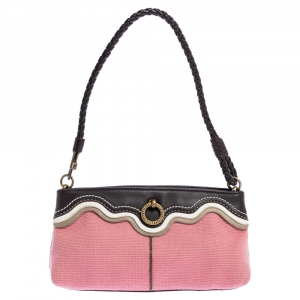 Pre Owned Bottega Veneta Multicolor Canvas and Leathe Pochette Bag