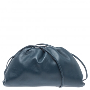 Pre Owned Bottega Veneta Dark Teal Leather Mini The Pouch Shoulder Bag
