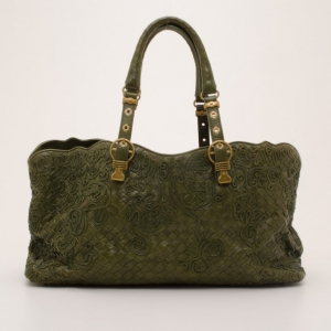 Pre Owned Bottega Veneta Green Cornely Tote 