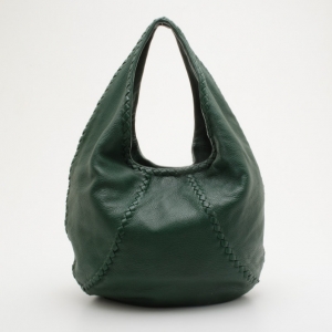 Pre Owned Bottega Veneta Green Leather Large Cervo Hobo