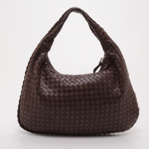 Pre Owned Bottega Veneta Brown Two Tone Veneta Medium Hobo