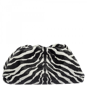Pre Owned Bottega Veneta Black/White Zebra Print Leather The Pouch