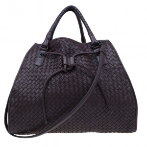 Pre Owned Bottega Veneta Brown Leather Large Intrecciato Hobo