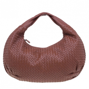 Pre Owned Bottega Veneta Brown Leather Large Intrecciato Hobo