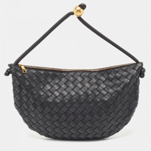 Pre Owned Bottega Veneta Black Intrecciato Leather Turn Pouch