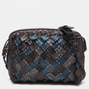 Pre Owned Bottega Veneta Metallic Intrecciato Leather Nodini Crossbody Bag