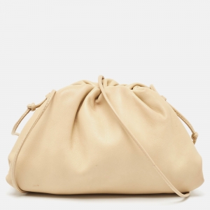 Pre Owned Bottega Veneta Light Beige Leather Mini The Pouch Bag