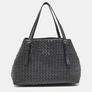 Pre Owned Bottega Veneta Black Intrecciato Leather Cesta Tote