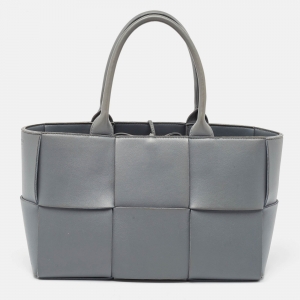 Pre Owned Bottega Veneta Grey Intrecciato Leather Medium Arco Tote