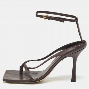 Bottega Veneta Brown Leather Ankle Wrap Sandals Size 38