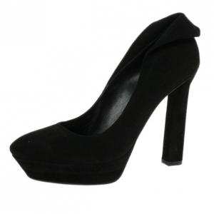 Pre Owned Bottega Veneta Black Suede Collar Detail Platform Pumps Size 41