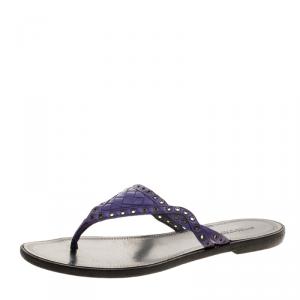 Pre Owned Bottega Veneta Purple Intrecciato Leather Sandals Size 37