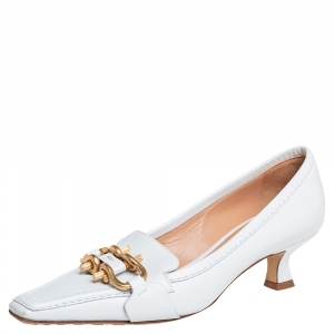 Pre Owned Bottega Veneta White Leather Madame Pumps Size 36.5