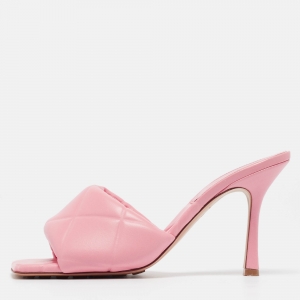 Bottega Veneta Pink Quilted Leather Slide Sandals Size 40.5