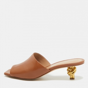 Pre Owned Bottega Veneta Brown Leather Stretch Mules Size 39