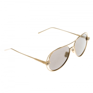 Boucheron Gold/Black Gold Mirrored BC0030S Serpent Boheme Aviator Sunglasses