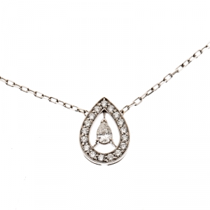 Boucheron Ava Pear Diamond 18k White Gold Pendant Necklace 