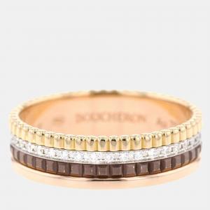 Boucheron 18K Yellow Gold, Rose Gold, White Gold Diamond Quatre Classic Ring Size EU 65