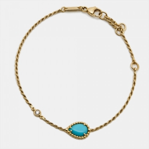 Boucheron Serpent Boheme Turquoise Diamond 18k Yellow Gold XS Model Bracelet