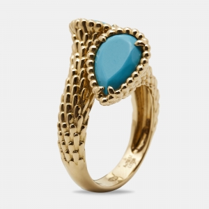 Boucheron Toi Et Moi Serpent Boheme Turquoise 18k Yellow Gold Ring Size 51