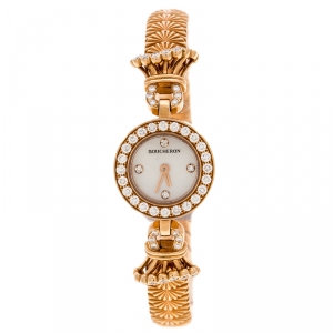 Boucheron Mother of Pearl Diamond & 18k Rose Gold Ma Jolie Women's Wristwatch 18MM