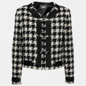 Boutique Moschino Monochrome Patterned Wool Long Sleeve Jacket L