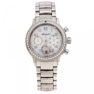 Breguet Mother of Pearl Stainless Steel Diamonds Transaltantique Type XX Ref.4821 Women's Wristwatch 33 mm