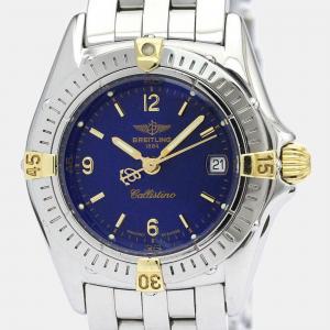 Breitling Blue 18K Yellow Gold And Stainless Steel Callistino B52045.1 Women's Wristwatch 28 mm