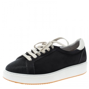 Brunello Cucinelli Grey Leather Embellished Sneakers Size 40