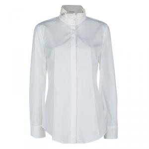 Brunello Cucinelli White Ruffled Collar Detail Long Sleeve Shirt XXL
