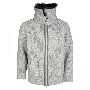 Brunello Cucinelli Raccoon Fur Collar Monili Trim Oversized Cashmere Jacket M