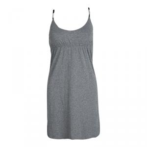 Brunello Cucinelli Grey Cotton Silver Embellished Strap Detail Sleeveless Dress S