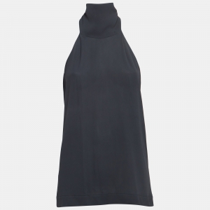 Brunello Cucinelli Grey Silk Halter Neck Top S