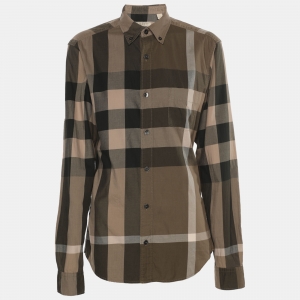 Pre Owned Burberry Brit Beige/Khaki Checked Cotton Long Sleeve Shirt XS
