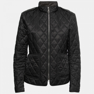 Pre Owned Burberry Brit Black Synthetic Diamond Quilted Zip-Up Jacket M   