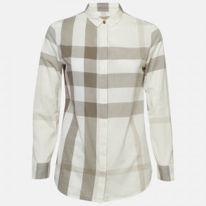 Pre Owned Burberry Brit Monochrome Checked Cotton Shirt XS