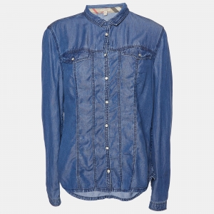 Burberry Brit Blue Denim Button Front Shirt L 