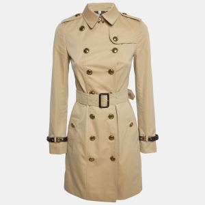 Burberry London Beige Gabardine Belted Trench Coat XS