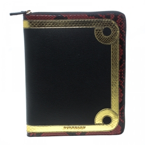 Pre Owned Burberry Multicolor Leather and Embossed Snakeskin Zip Notebook Case