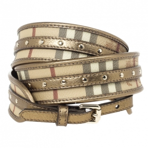 Pre Owned Burberry Haymarket Check Metallic Belt 100 CM
