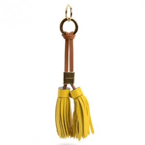 Pre Owned Burberry Yellow Perryton Double Tassel Keyring
