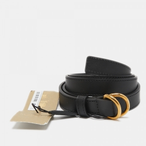 Burberry Black Leather D-Ring Skinny Belt 85CM