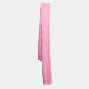 مملوكة مسبقًا Burberry Light Pink TB Jacquard Chiffon Scarf 