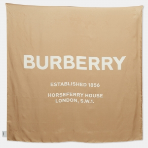 Burberry Beige Printed Silk Square Scarf