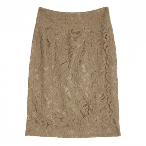Pre Owned Burberry London Cotton Blend Lace Pencil Skirt S