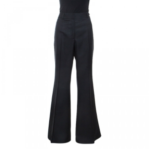 Pre Owned Burberry Black Wool Flared Tailored Trousers M 