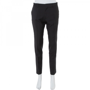 Pre Owned Burberry Black Wool Tailored Pants L