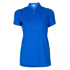 مملوكة مسبقًا Burberry Blue Peter Pan Collar Polo T-Shirt XL