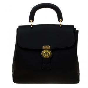 Burberry Black Leather Large DK88 Top Handle Bag